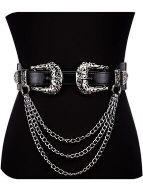 Accessories | Womens Wide Elastic Waist Belt Black Vegan  display picture 3